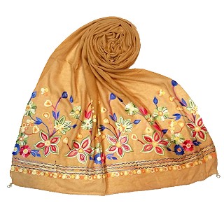 Hand work embroidered Hijab- Yellow 